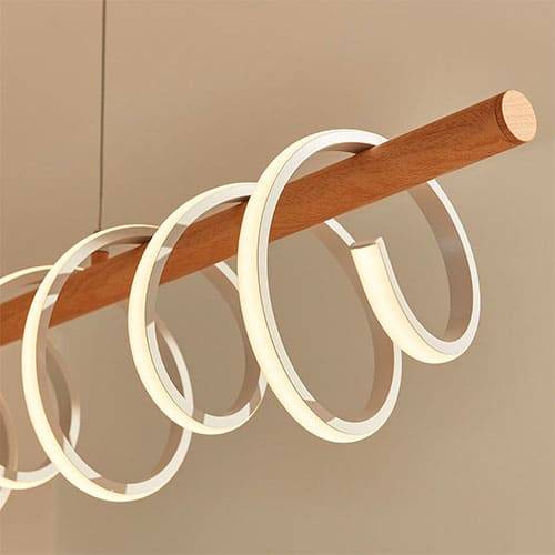 Suspension Barre LED VORTEX en Métal Couleur Bois