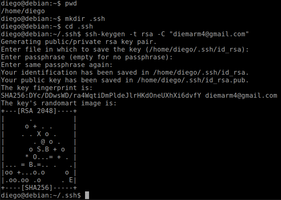 27 creación de la clave SSH