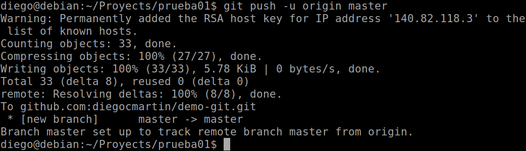 33 Primer push para enviar proyecto a Github