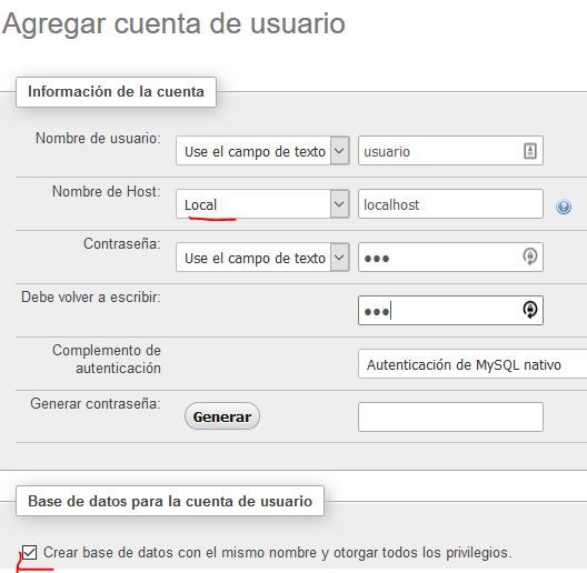 crear usuario en PHP My Admin Wamp server - instalando wordpress 02
