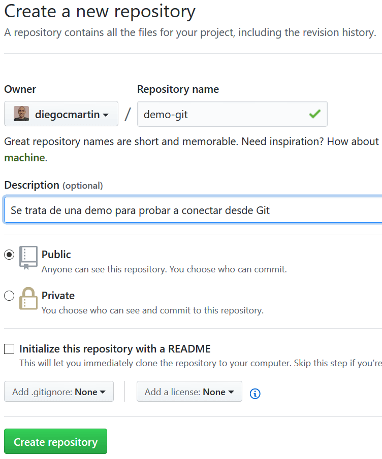 30 Creación de un nuevo repositorio en GitHub