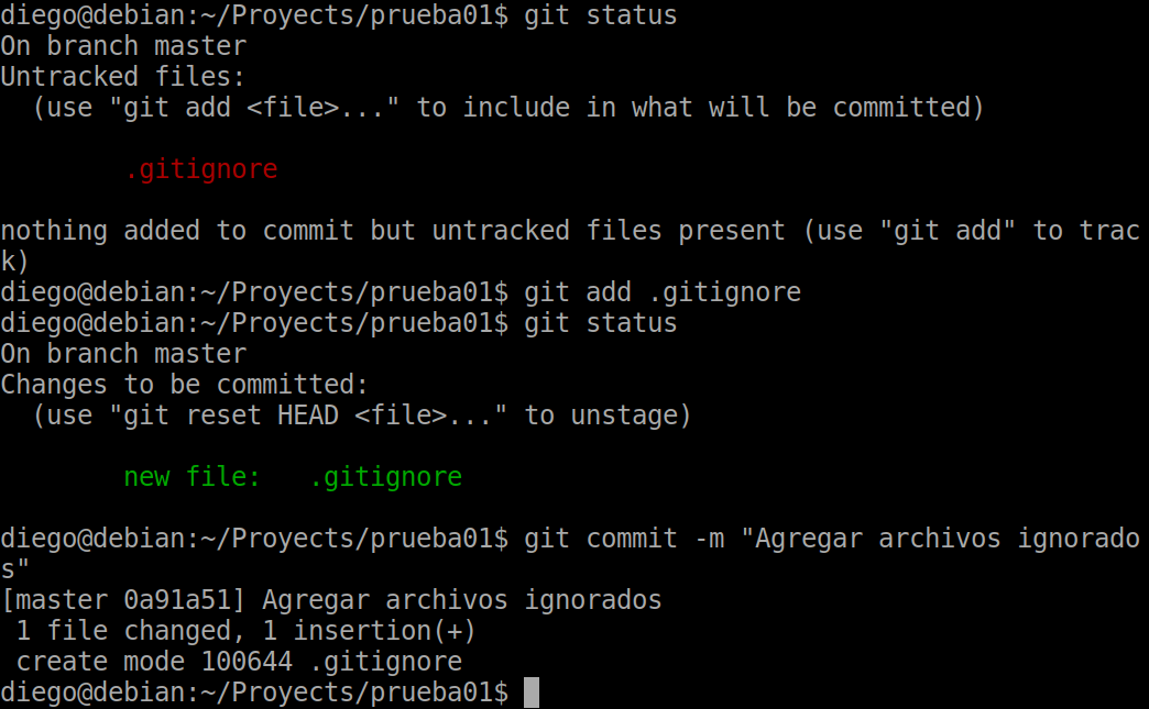 26 status add y commit tras el ignore