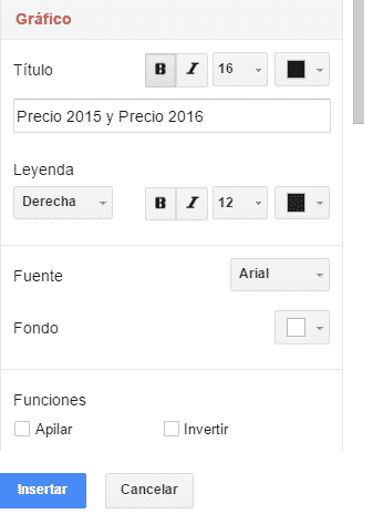 Insertar gráfico en hojas de cálculo de Google paso 3
