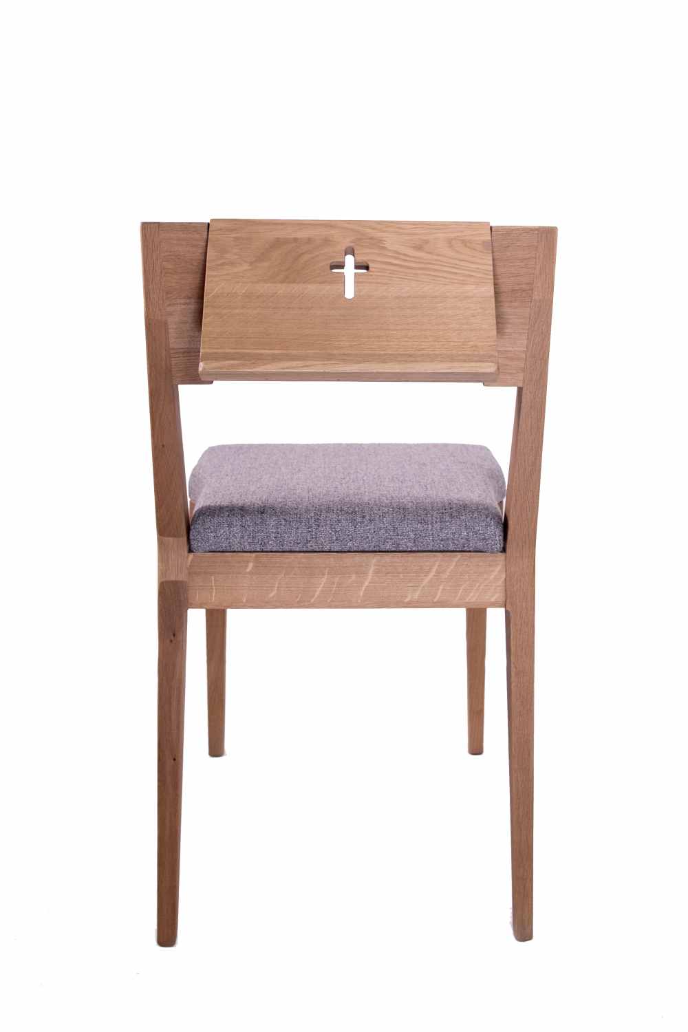 ZOE stacking church chair wooden oak from behind