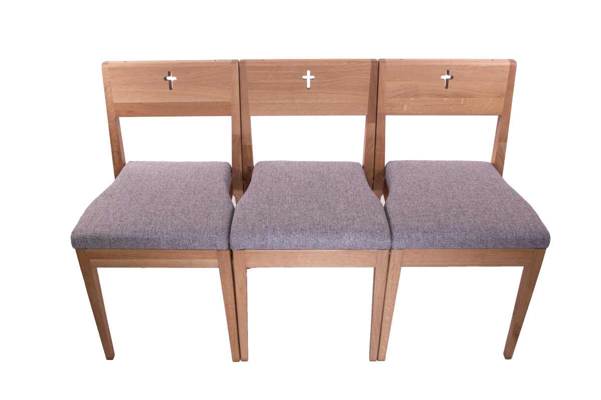 ZOE stackable church chair wooden oak from front