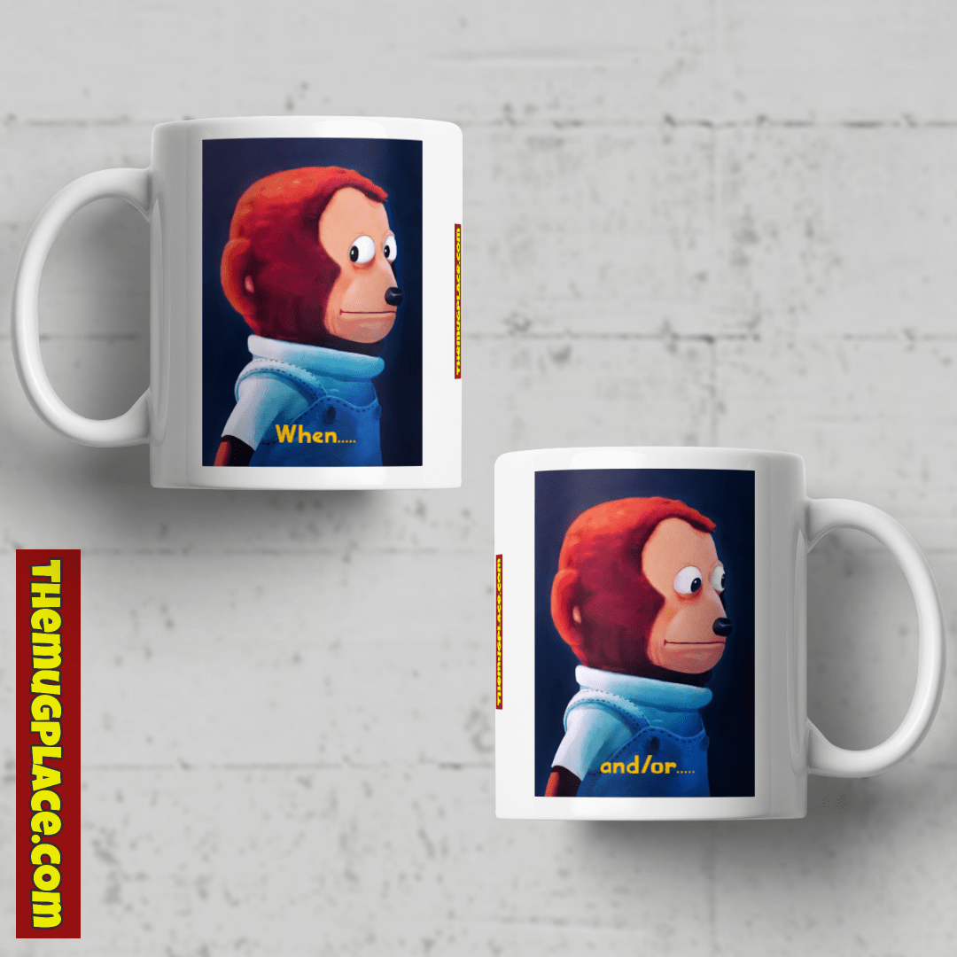 monkey looking away meme mug