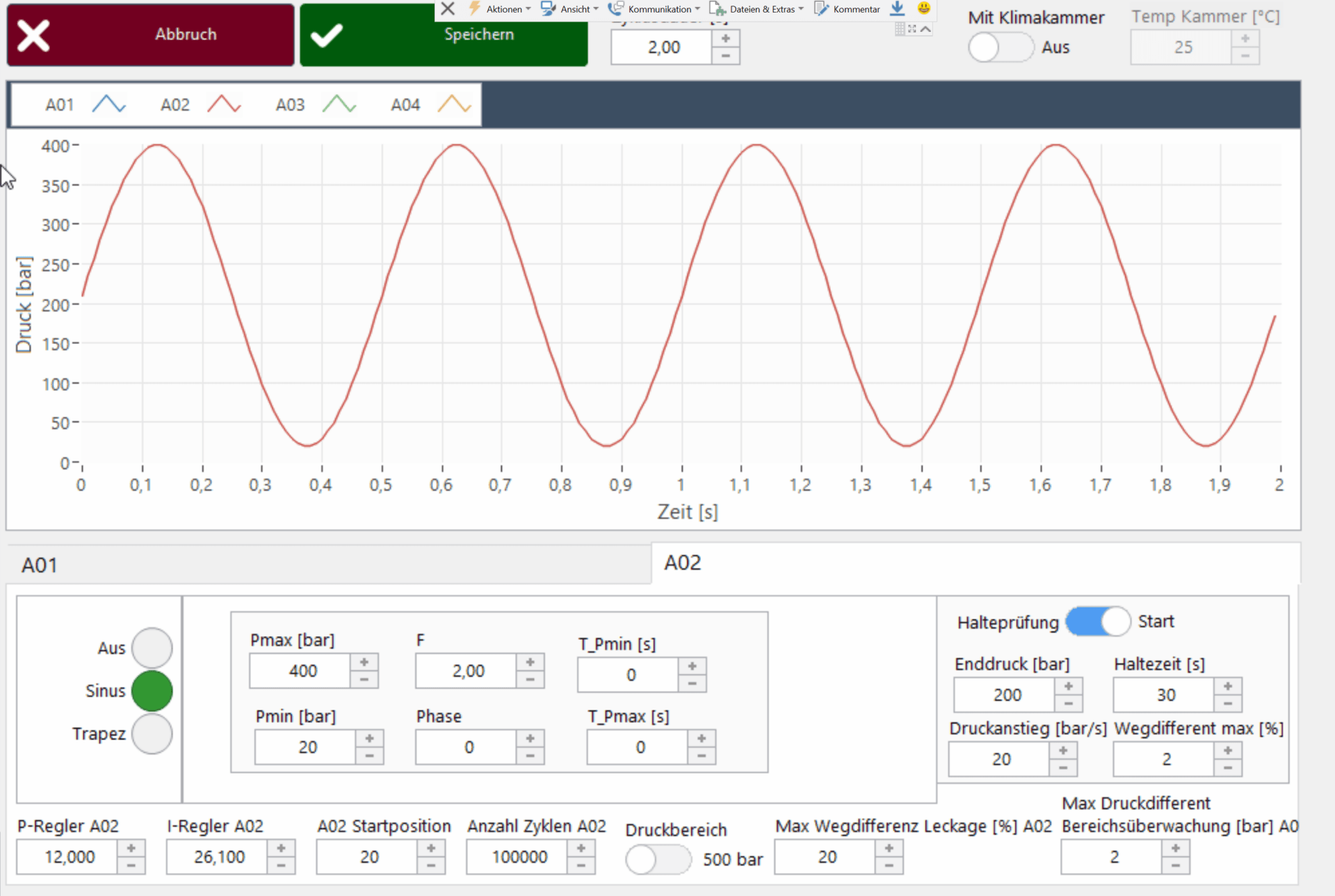 curva de presión sinusoidal