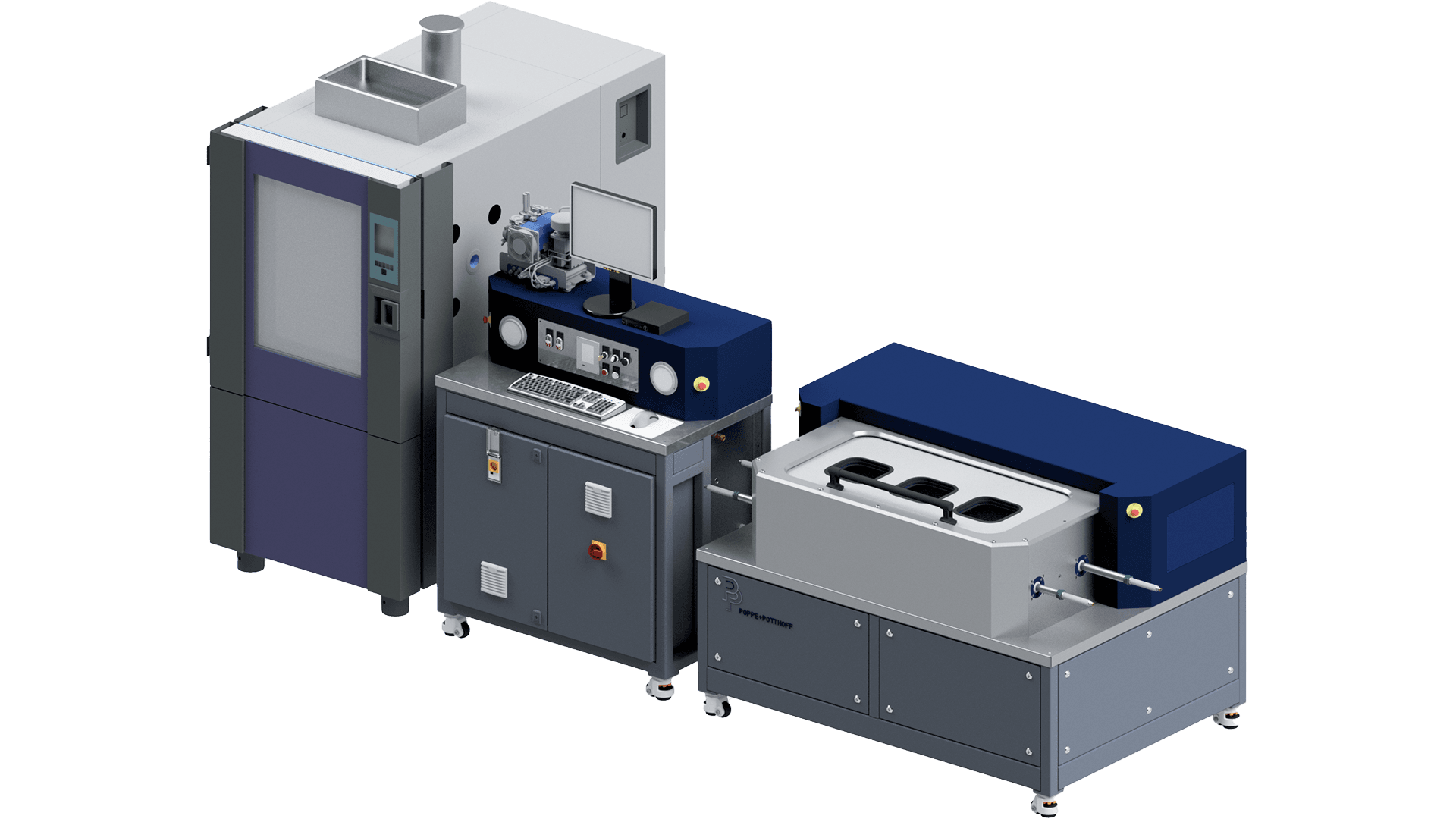 1050 bar helium, moulder gas, hydrogen and nitrogen leak test bench. Including an environmental test chamber 